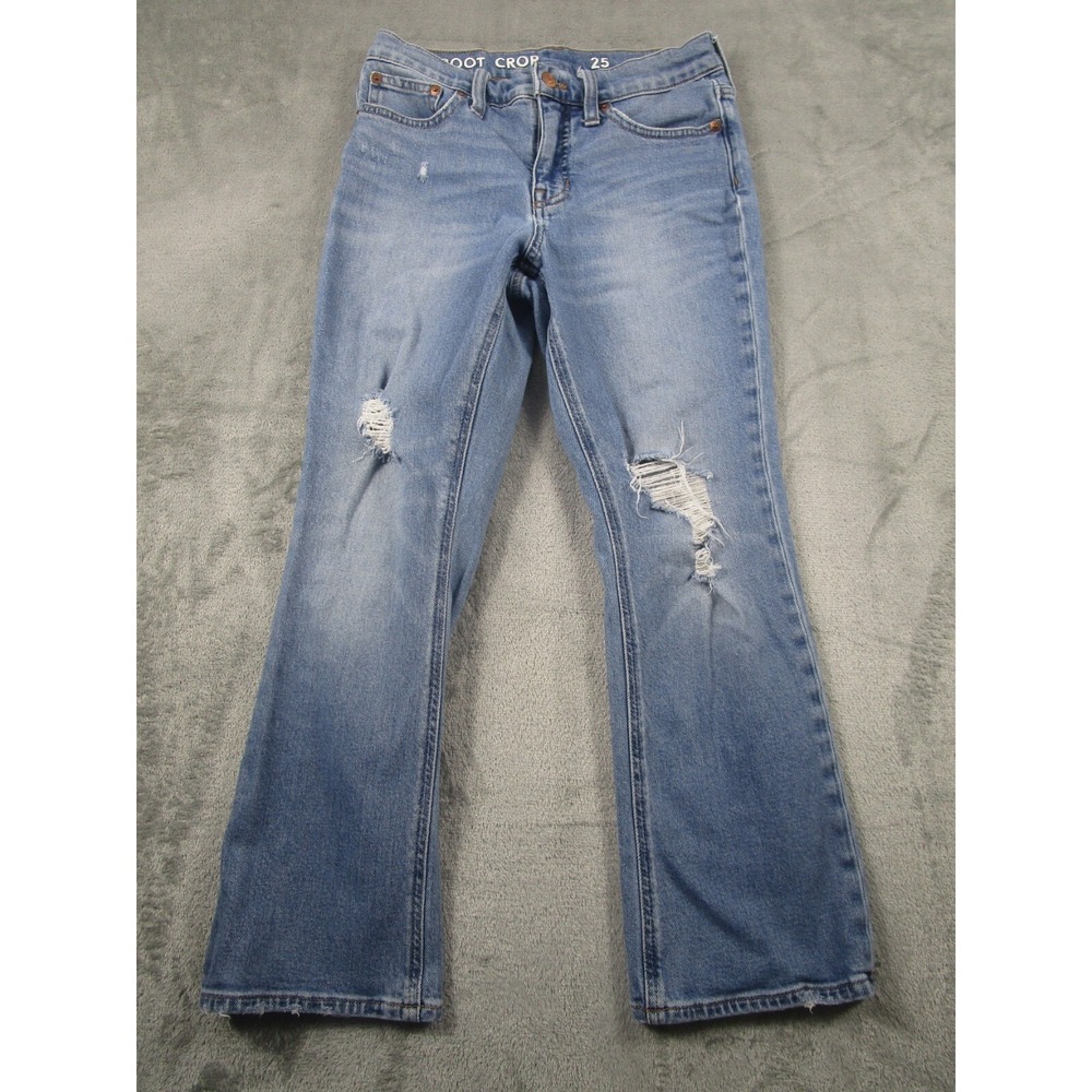 J Crew Jeans Womens 25 Blue Denim‎ Bootcut Cropped Distressed Light Wash